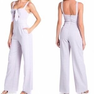 Wayf Roxy Glen Plaid Business Wear Pantsuit Wide Leg Jumpsuit in Lavender Sz Med